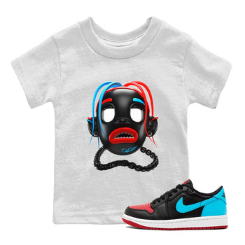 Air Jordan 1 UNC to Chicago Sneaker Match Tees Goosebumps Boy Sneaker Tees AJ1 UNC to Chicago Sneaker Release Tees Kids Shirts White 1