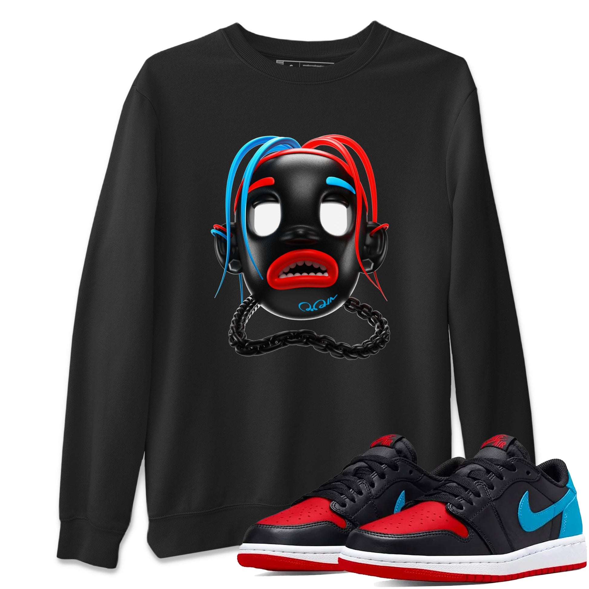 Air Jordan 1 UNC to Chicago Sneaker Match Tees Goosebumps Boy Sneaker Tees AJ1 UNC to Chicago Sneaker Release Tees Unisex Shirts Black 1