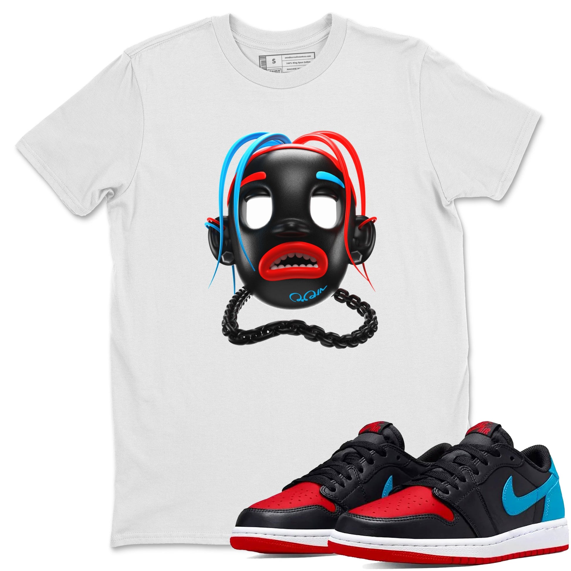 Air Jordan 1 UNC to Chicago Sneaker Match Tees Goosebumps Boy Sneaker Tees AJ1 UNC to Chicago Sneaker Release Tees Unisex Shirts White 1