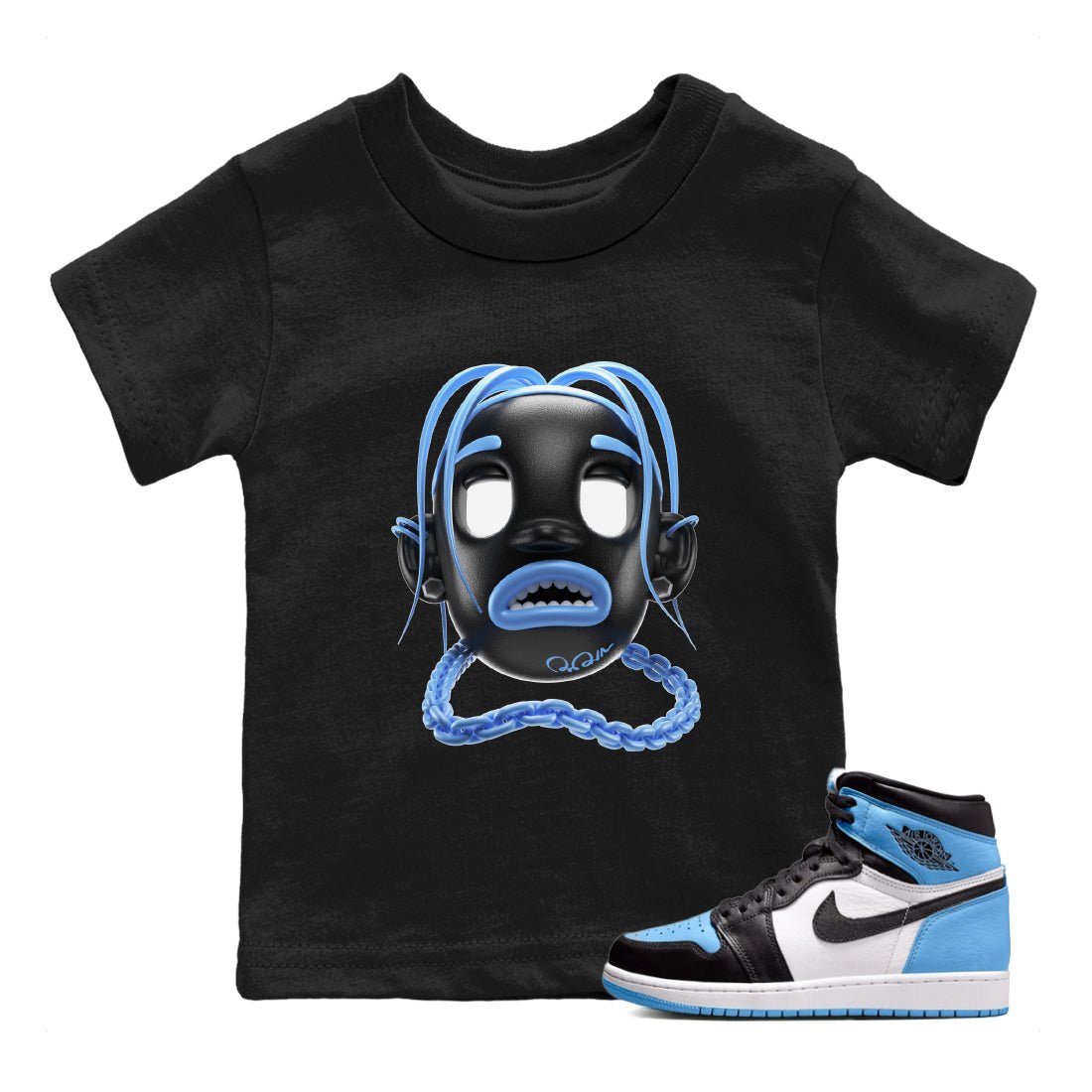 Air Jordan 1 Retro High OG UNC Toe Shirt to match Jordans Goosebumps Boy Sneaker Tees AJ1 UNC Toe SNRT Sneaker Release Tees Kids and Baby Tees Black 1