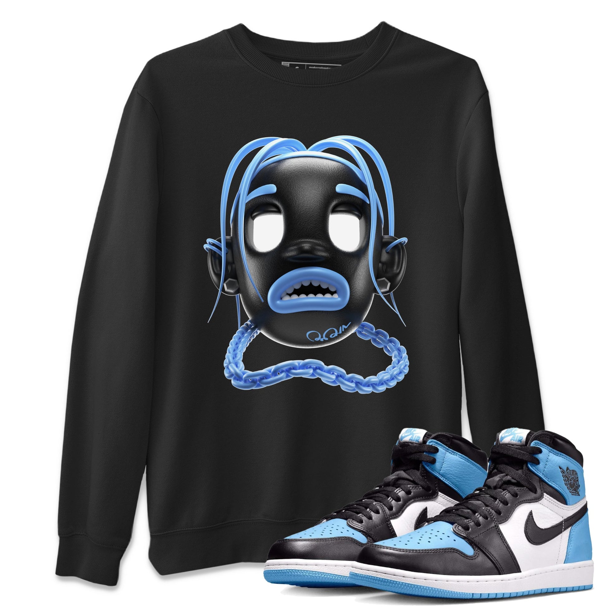 Air Jordan 1 Retro High OG UNC Toe Shirt to match Jordans Goosebumps Boy Sneaker Tees AJ1 UNC Toe SNRT Sneaker Release Tees Crew Neck T-Shirts Black 1