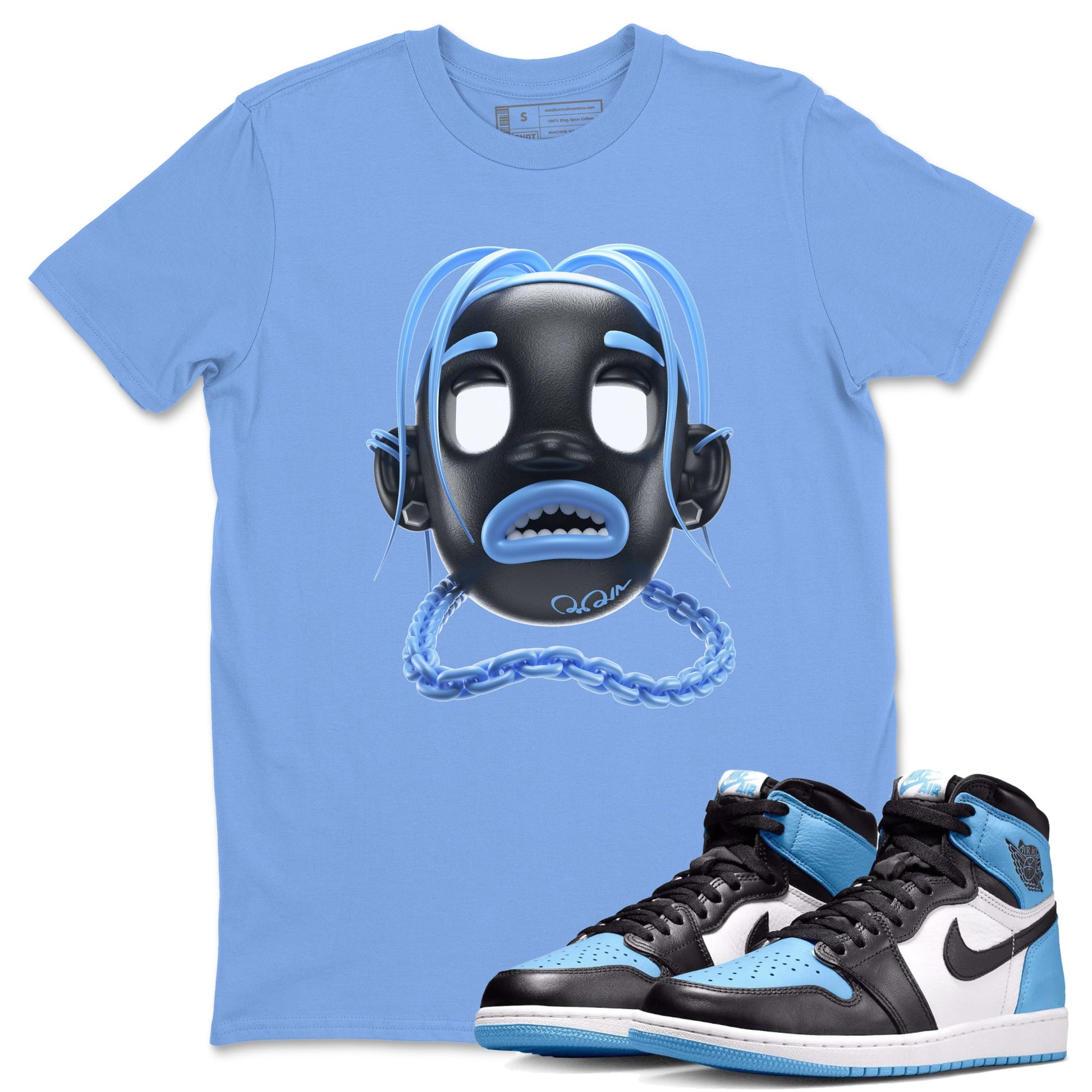 Air Jordan 1 Retro High OG UNC Toe Shirt to match Jordans Goosebumps Boy Sneaker Tees AJ1 UNC Toe SNRT Sneaker Release Tees Crew Neck T-Shirts Carolina Blue 1
