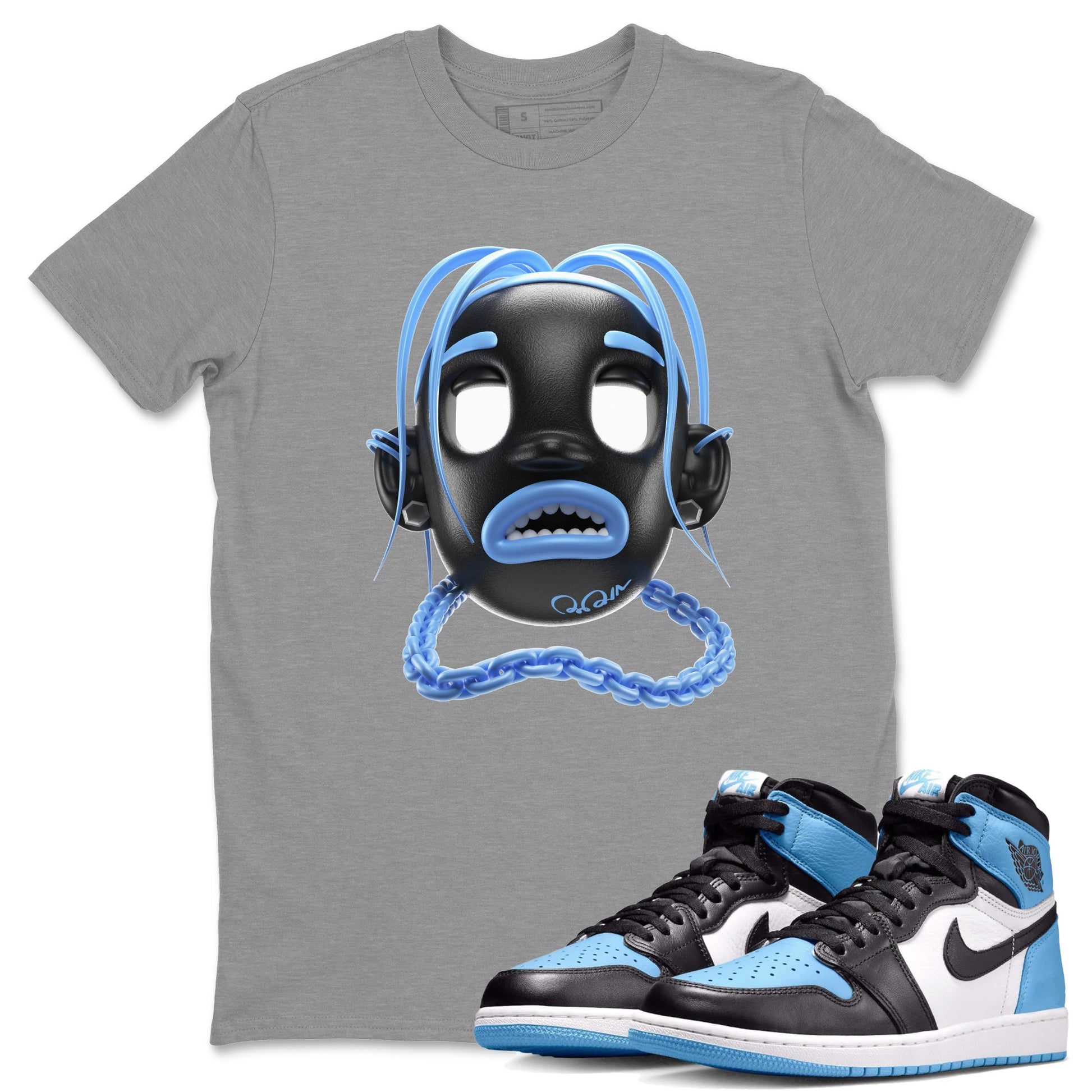 Air Jordan 1 Retro High OG UNC Toe Shirt to match Jordans Goosebumps Boy Sneaker Tees AJ1 UNC Toe SNRT Sneaker Release Tees Crew Neck T-Shirts Heather Grey 1