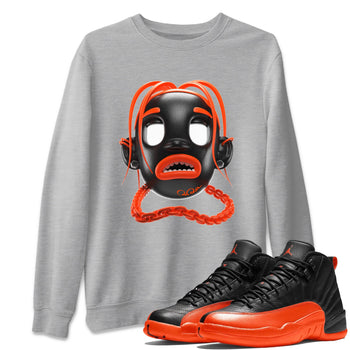 Air Jordan 12 Brilliant Orange Sneaker Match Tees Goosebumps Boy Sneaker Tees AJ12 Brilliant Orange Sneaker Release Tees Unisex Shirts Heather Grey 1