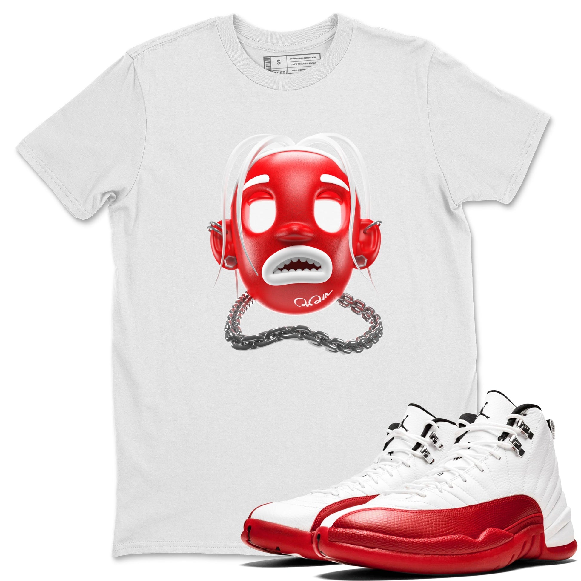Air Jordan 12 Cherry Sneaker Match Tees Goosebumps Boy Sneaker Tees AJ12 Cherry Sneaker Release Tees Unisex Shirts White 1