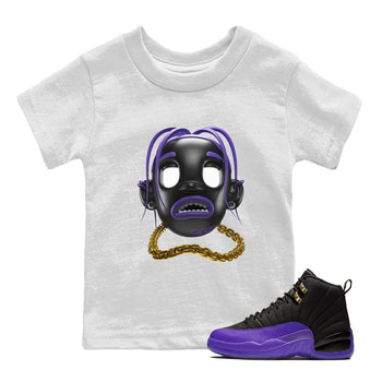 Air Jordan 12 Field Purple Sneaker Match Tees Goosebumps Boy Sneaker Tees AJ12 Field Purple Sneaker Release Tees Kids Shirts White 1