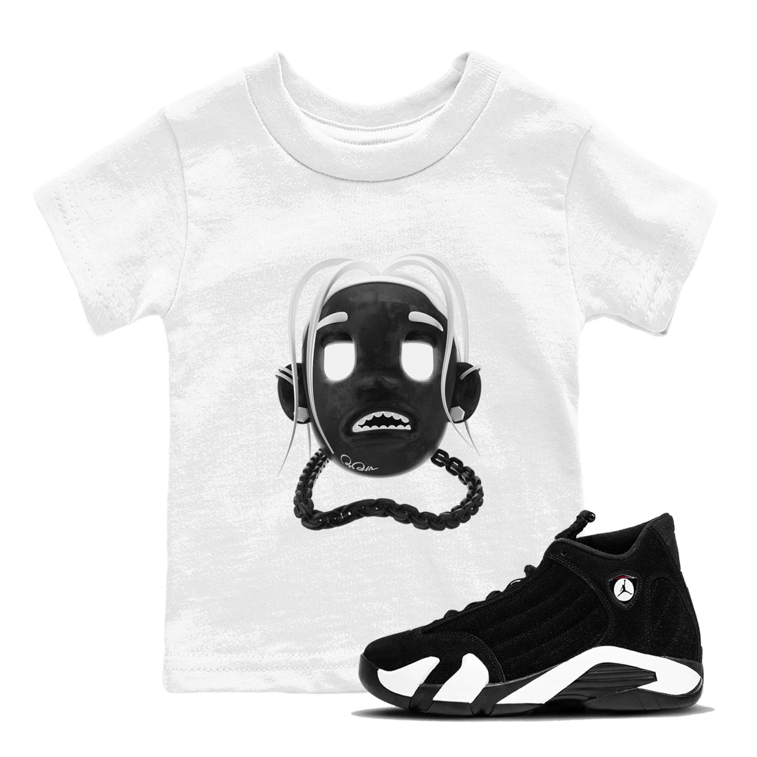 14s Panda shirt to match jordans Goosebumps Boy sneaker tees Air Jordan 14 Panda SNRT Sneaker Release Tees Baby Toddler White 1 T-Shirt