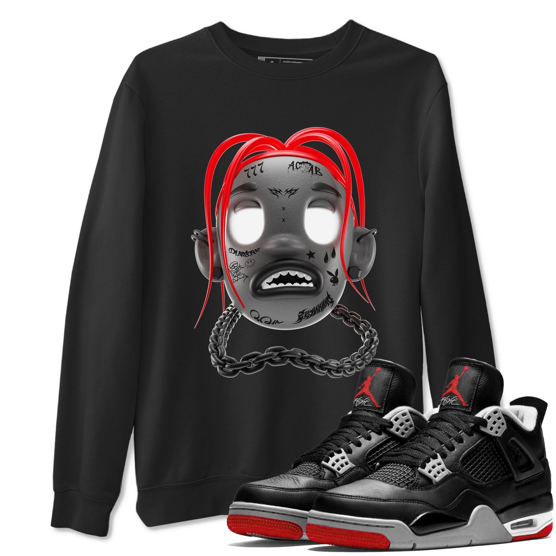 Air Jordan 4 Bred Reimagined shirt to match jordans Goosebumps Boy sneaker tees AJ4 Bred Reimagined SNRT Sneaker Release Tees unisex cotton Black 1 crew neck shirt