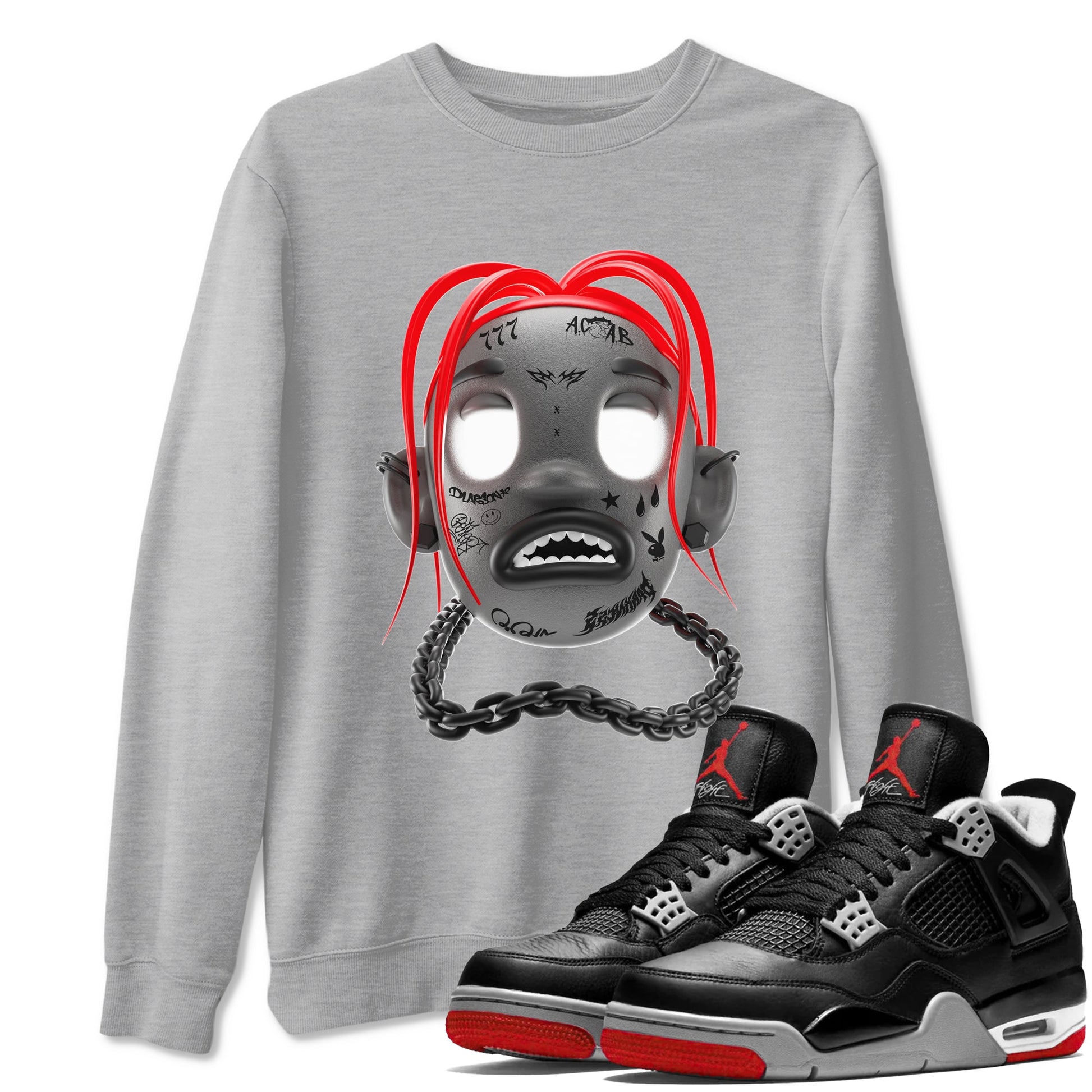Air Jordan 4 Bred Reimagined shirt to match jordans Goosebumps Boy sneaker tees AJ4 Bred Reimagined SNRT Sneaker Release Tees unisex cotton Heather Grey 1 crew neck shirt