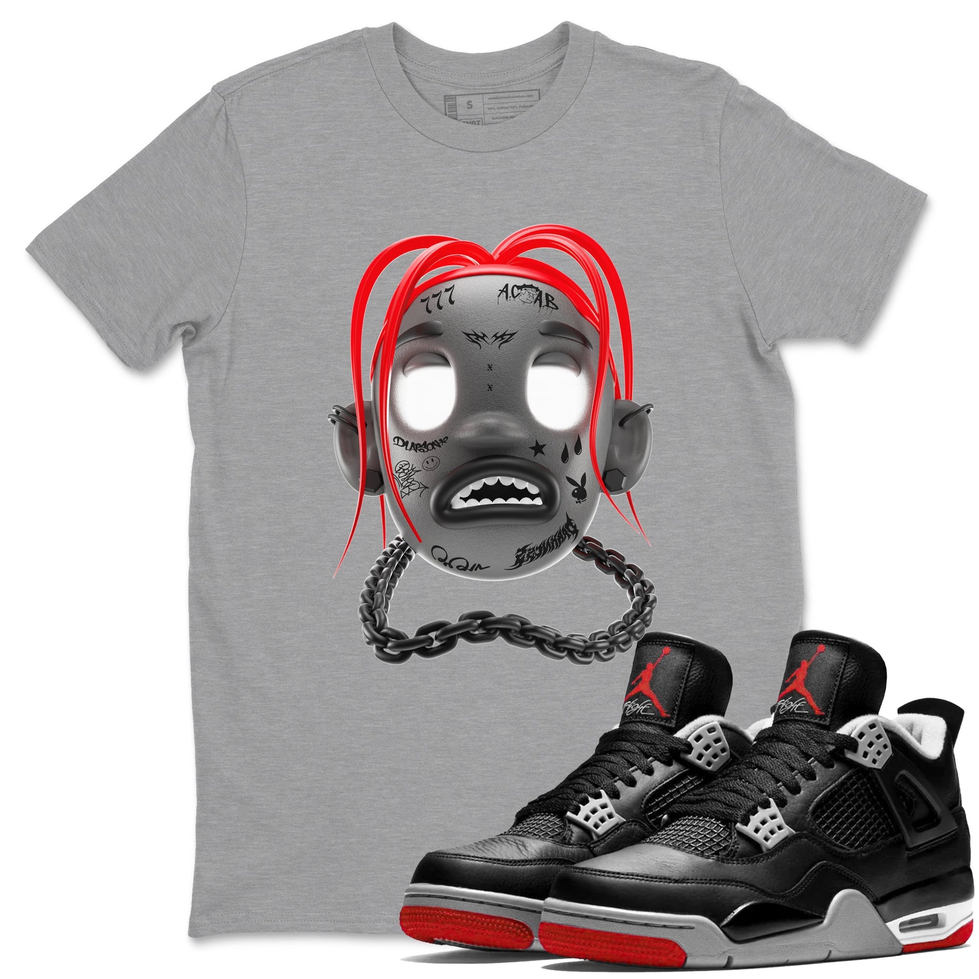 Air Jordan 4 Bred Reimagined shirt to match jordans Goosebumps Boy sneaker tees AJ4 Bred Reimagined SNRT Sneaker Release Tees unisex cotton Heather Grey 1 crew neck shirt