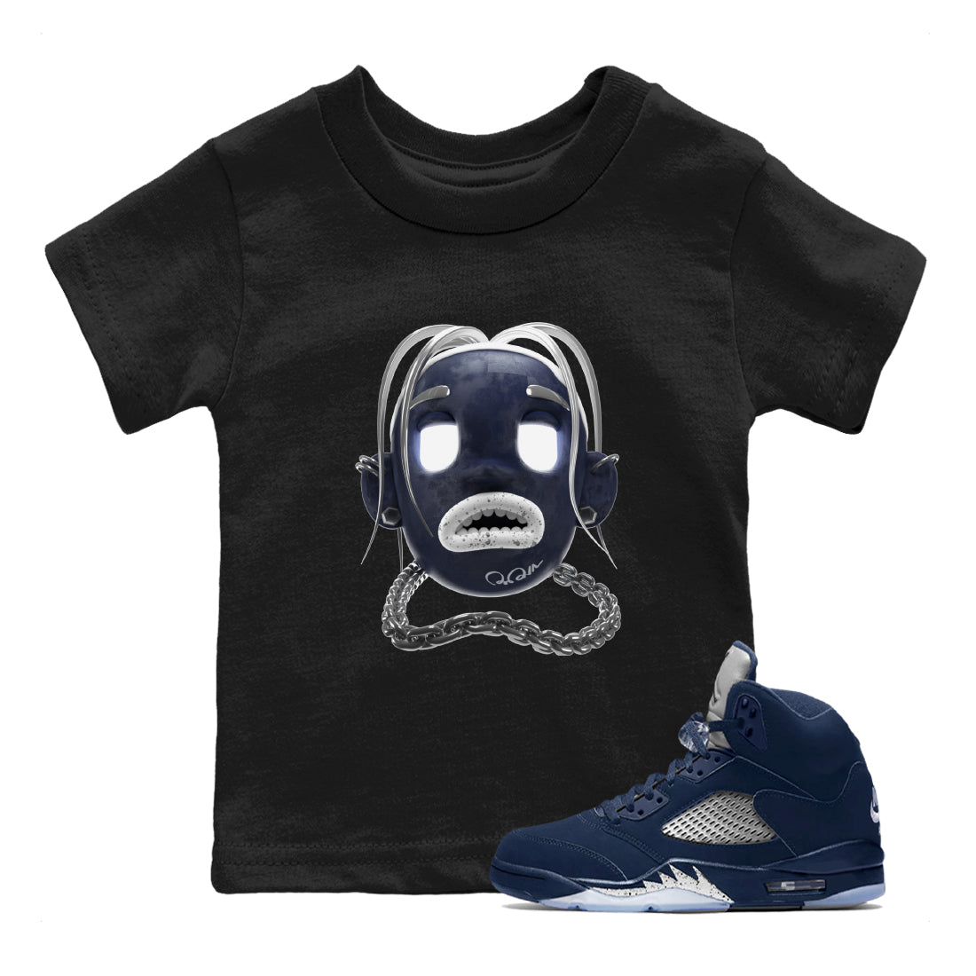 Air Jordan 5 Georgetown Sneaker Match Tees Goosebumps Boy Sneaker Tees AJ5 Georgetown Sneaker Release Tees Kids Shirts Black 1