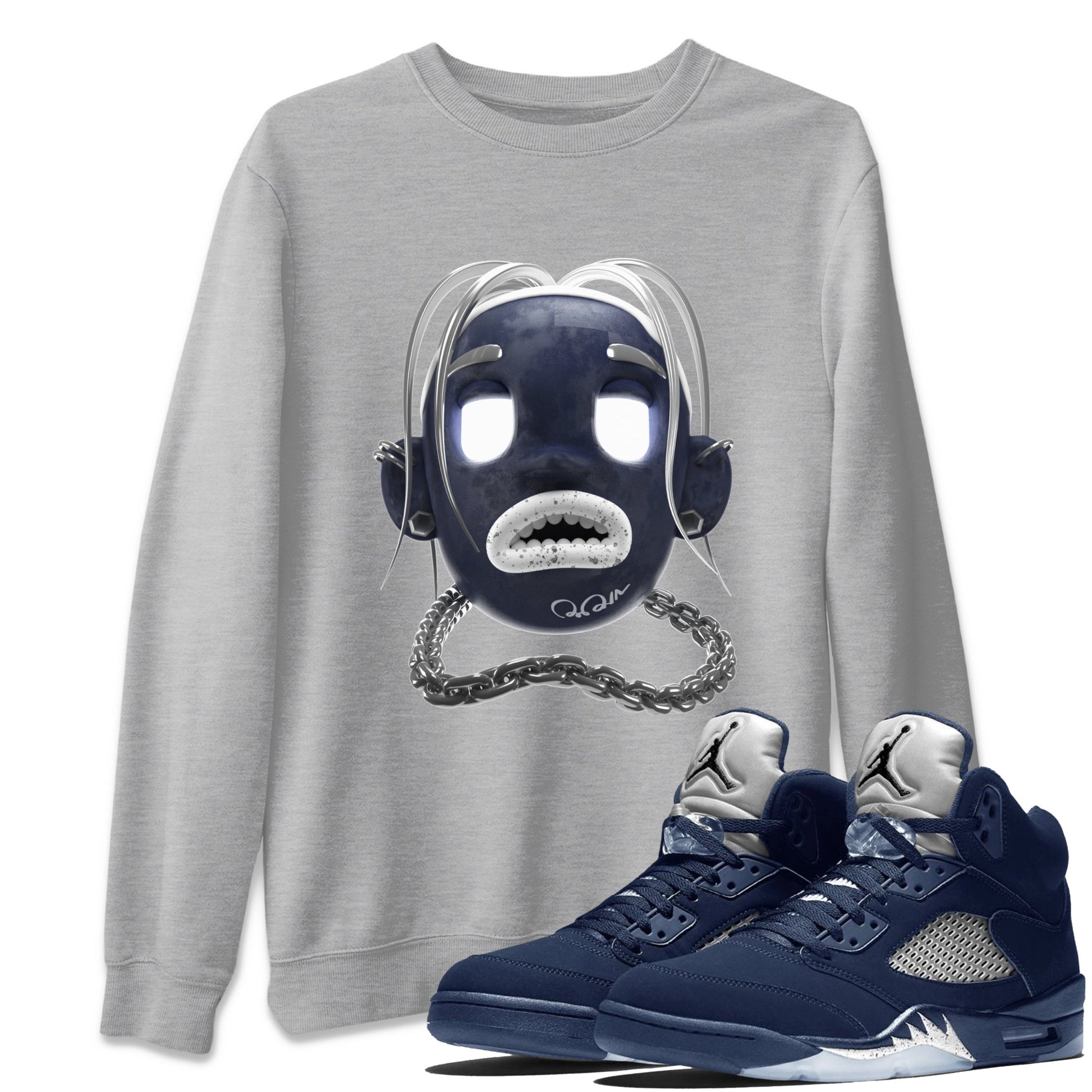 Air Jordan 5 Georgetown Sneaker Match Tees Goosebumps Boy Sneaker Tees AJ5 Georgetown Sneaker Release Tees Unisex Shirts Heather Grey 1