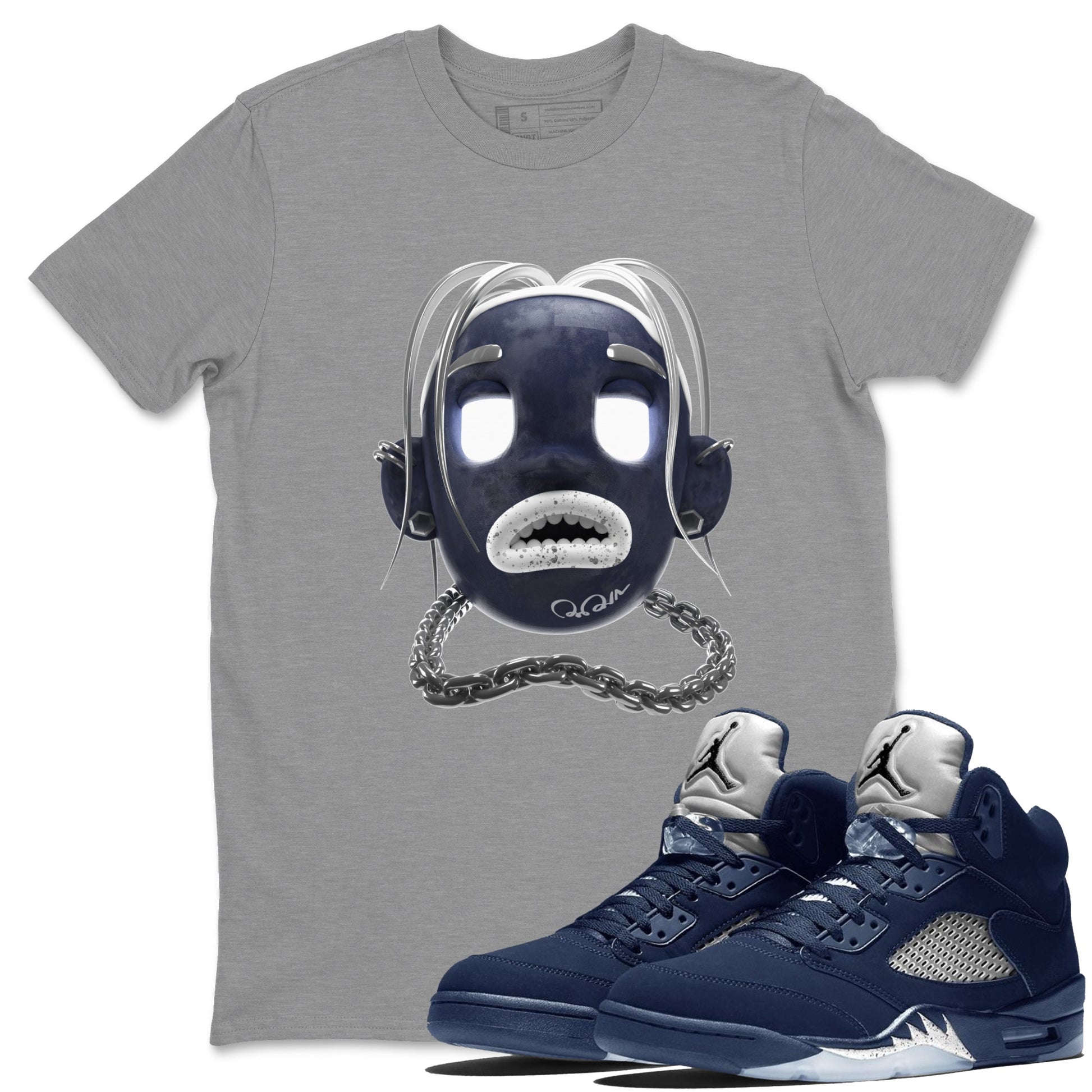 Air Jordan 5 Georgetown Sneaker Match Tees Goosebumps Boy Sneaker Tees AJ5 Georgetown Sneaker Release Tees Unisex Shirts Heather Grey 1