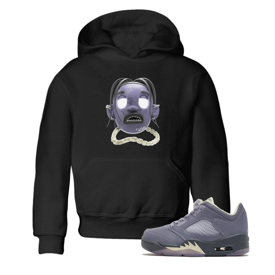 Air Jordan 5 Indigo Haze Sneaker Match Tees Goosebumps boy Sneaker Tees AJ5 Indigo Haze Sneaker Release Tees Kids Shirts Black 1