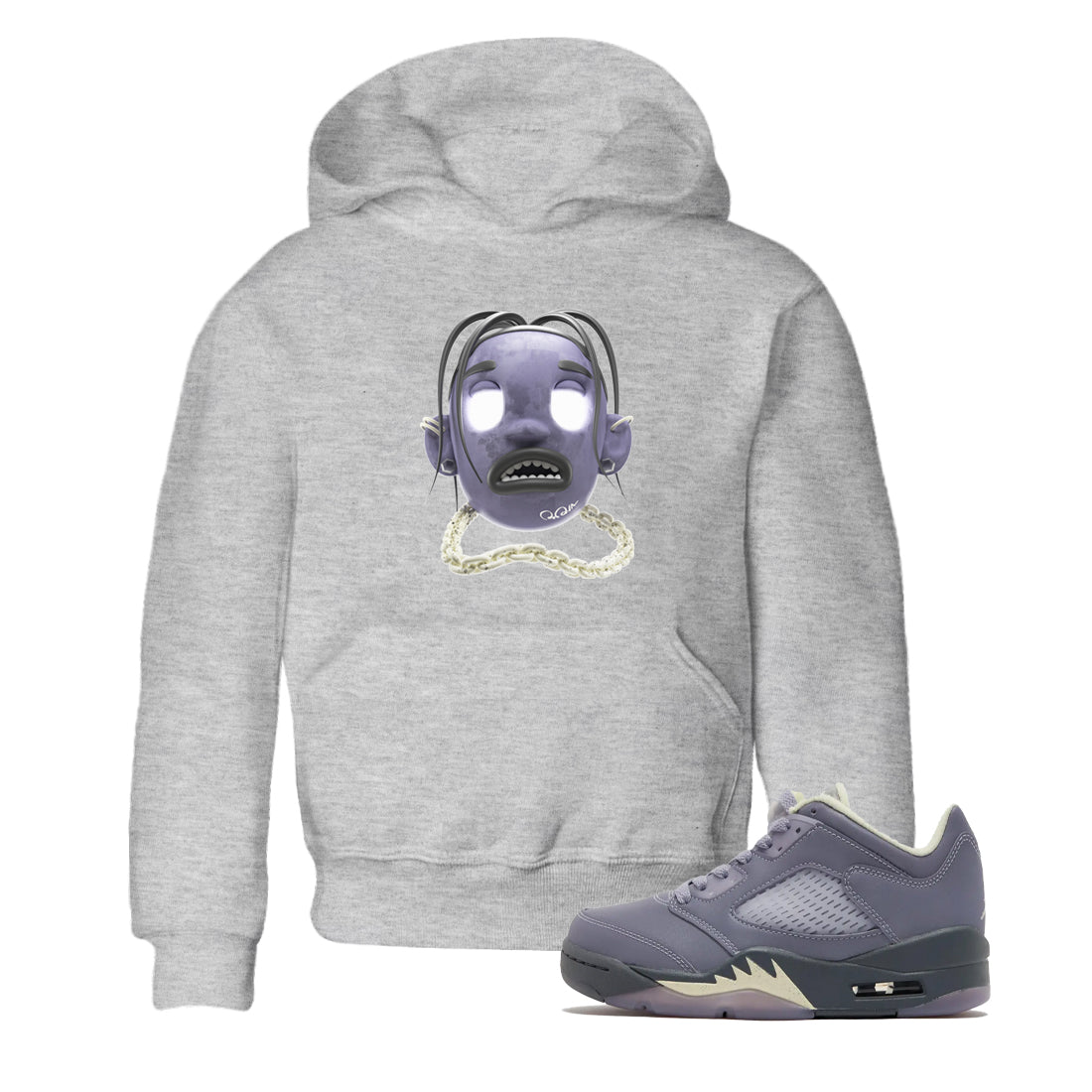 Air Jordan 5 Indigo Haze Sneaker Match Tees Goosebumps boy Sneaker Tees AJ5 Indigo Haze Sneaker Release Tees Kids Shirts Heather Grey 1