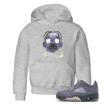 Air Jordan 5 Indigo Haze Sneaker Match Tees Goosebumps boy Sneaker Tees AJ5 Indigo Haze Sneaker Release Tees Kids Shirts Heather Grey 1