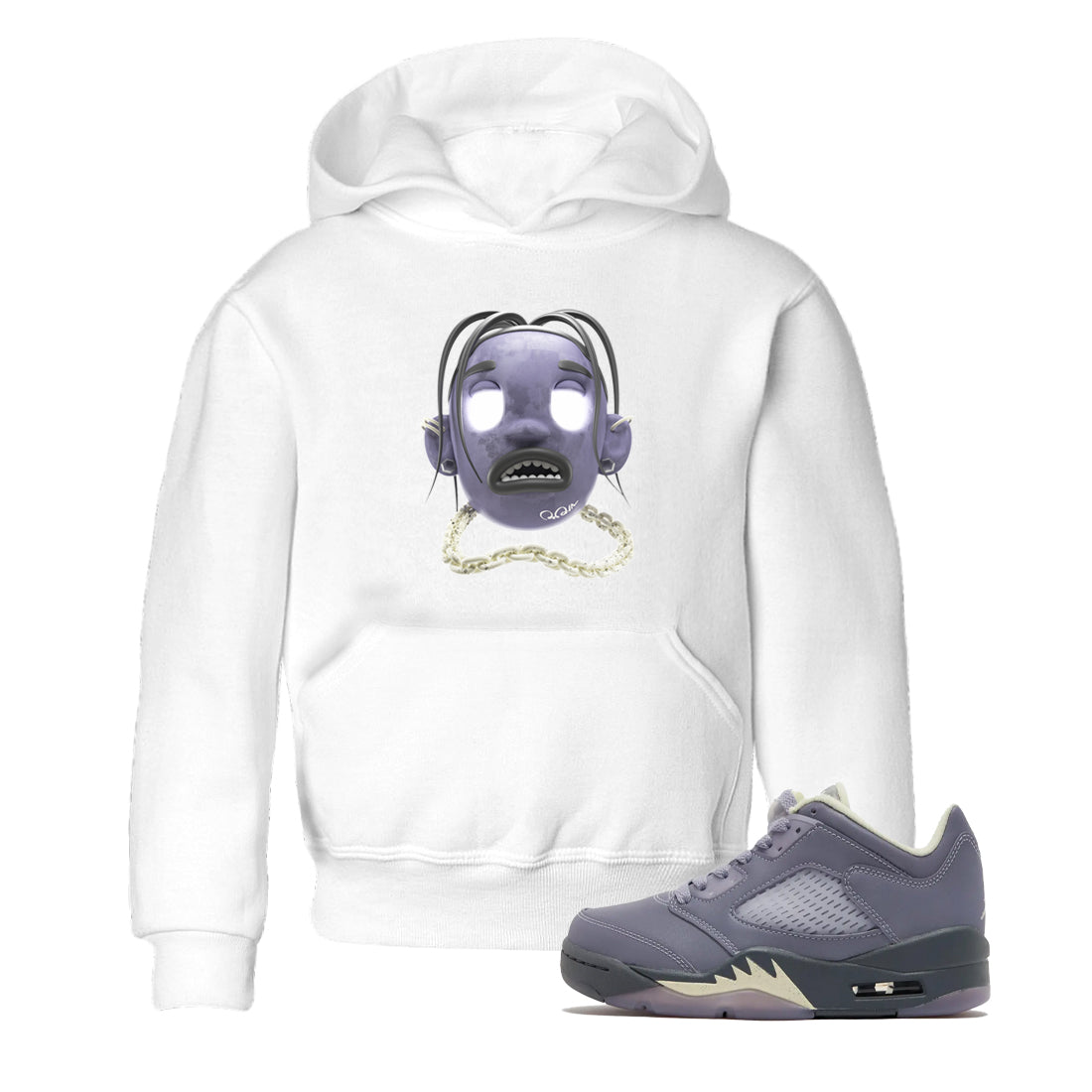 Air Jordan 5 Indigo Haze Sneaker Match Tees Goosebumps boy Sneaker Tees AJ5 Indigo Haze Sneaker Release Tees Kids Shirts White 1