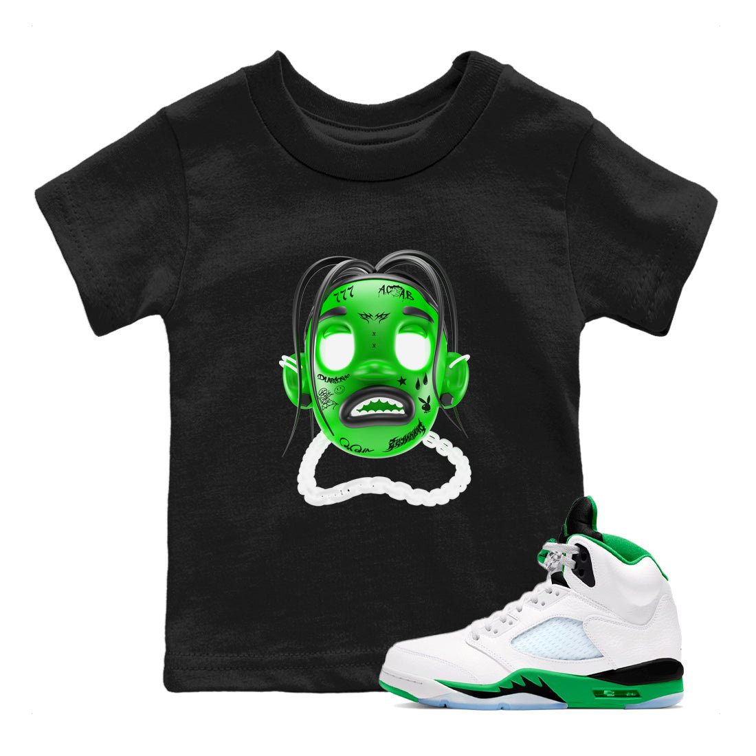 Air Jordan 5 Lucky Green shirt to match jordans Goosebumps Boy sneaker tees Air Jordan 5 Lucky Green SNRT sneaker release tees baby toddler Black 1 cotton Shirt