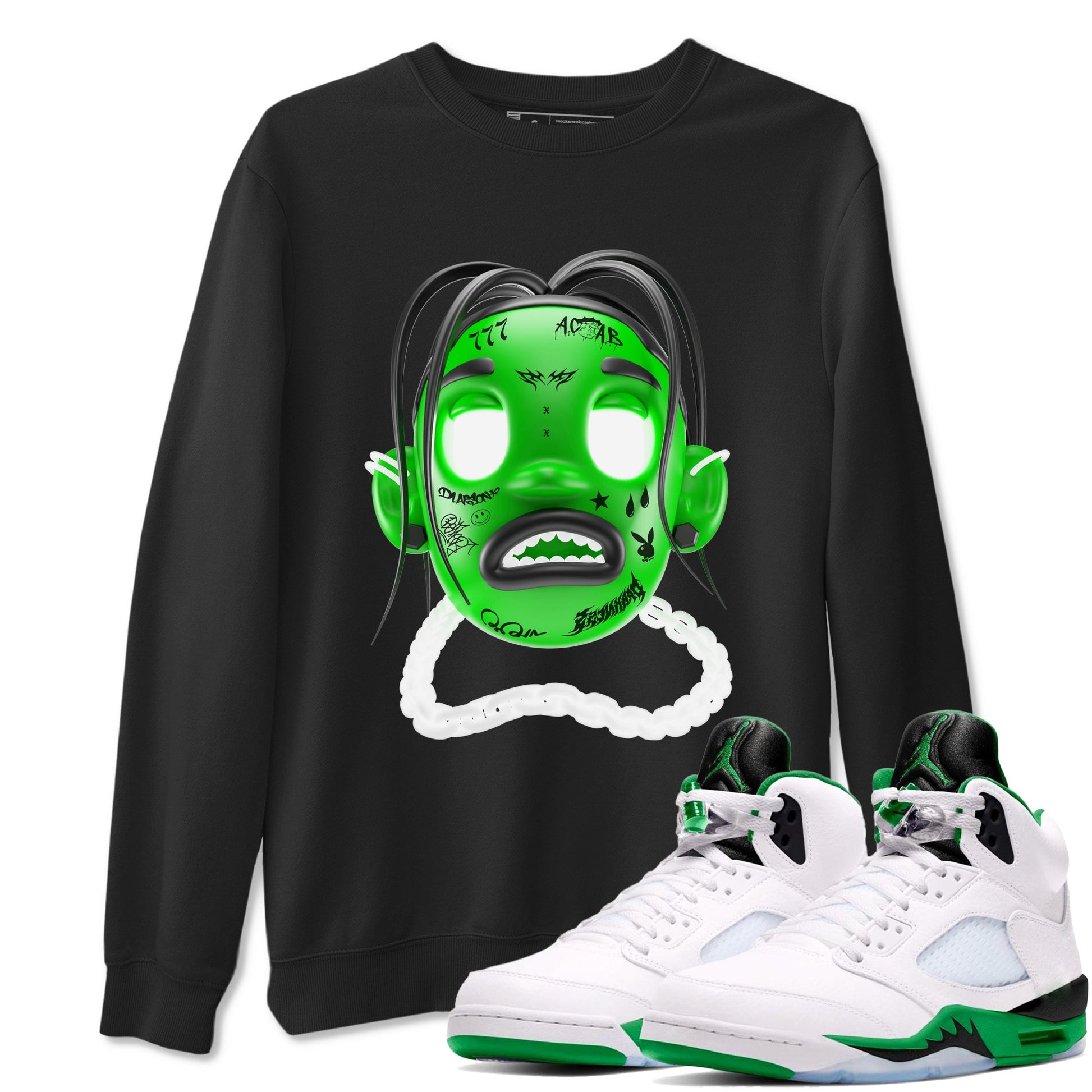 Air Jordan 5 Lucky Green shirt to match jordans Goosebumps Boy sneaker tees Air Jordan 5 Lucky Green SNRT Sneaker Release Tees unisex cotton Black 1 crew neck shirt