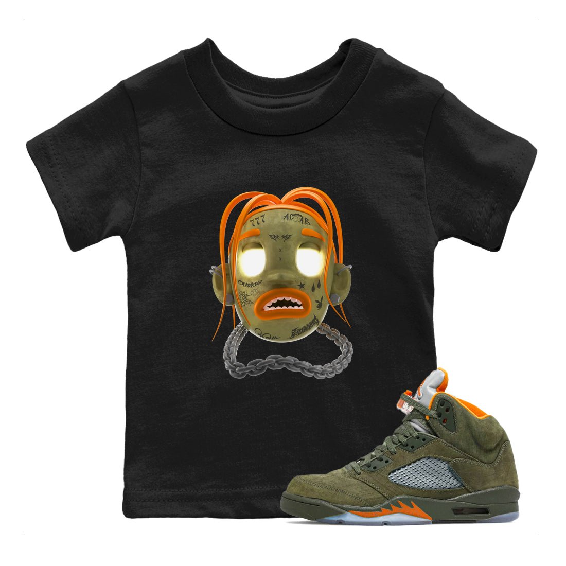 Air Jordan 5 Olive shirt to match jordans Goosebumps Boy sneaker tees Air Jordan 5 Olive SNRT sneaker release tees baby toddler Black 1 cotton Shirt