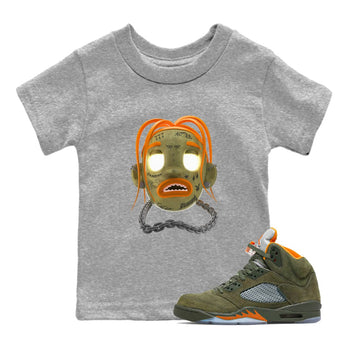 Air Jordan 5 Olive shirt to match jordans Goosebumps Boy sneaker tees Air Jordan 5 Olive SNRT sneaker release tees baby toddler Heather Grey 1 cotton Shirt