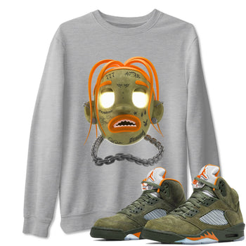 Air Jordan 5 Olive shirt to match jordans Goosebumps Boy sneaker tees Air Jordan 5 Olive SNRT Sneaker Release Tees unisex cotton Heather Grey 1 crew neck shirt