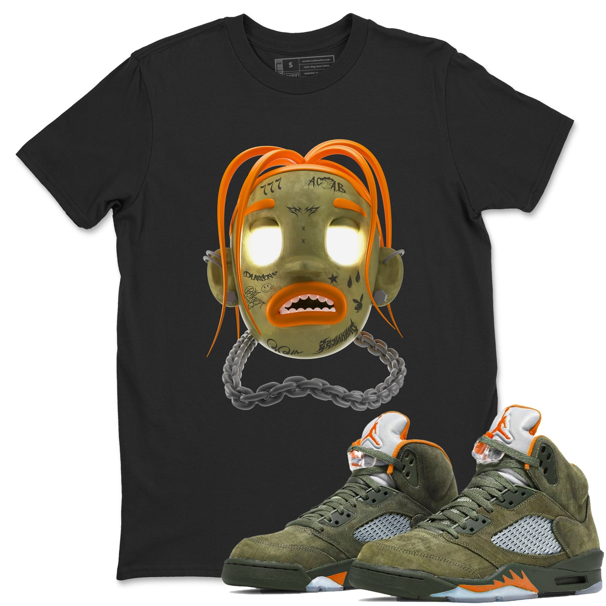 Air Jordan 5 Olive shirt to match jordans Goosebumps Boy sneaker tees Air Jordan 5 Olive SNRT Sneaker Release Tees unisex cotton Black 1 crew neck shirt