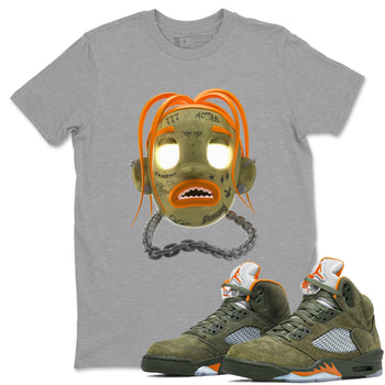 Air Jordan 5 Olive shirt to match jordans Goosebumps Boy sneaker tees Air Jordan 5 Olive SNRT Sneaker Release Tees unisex cotton Heather Grey 1 crew neck shirt