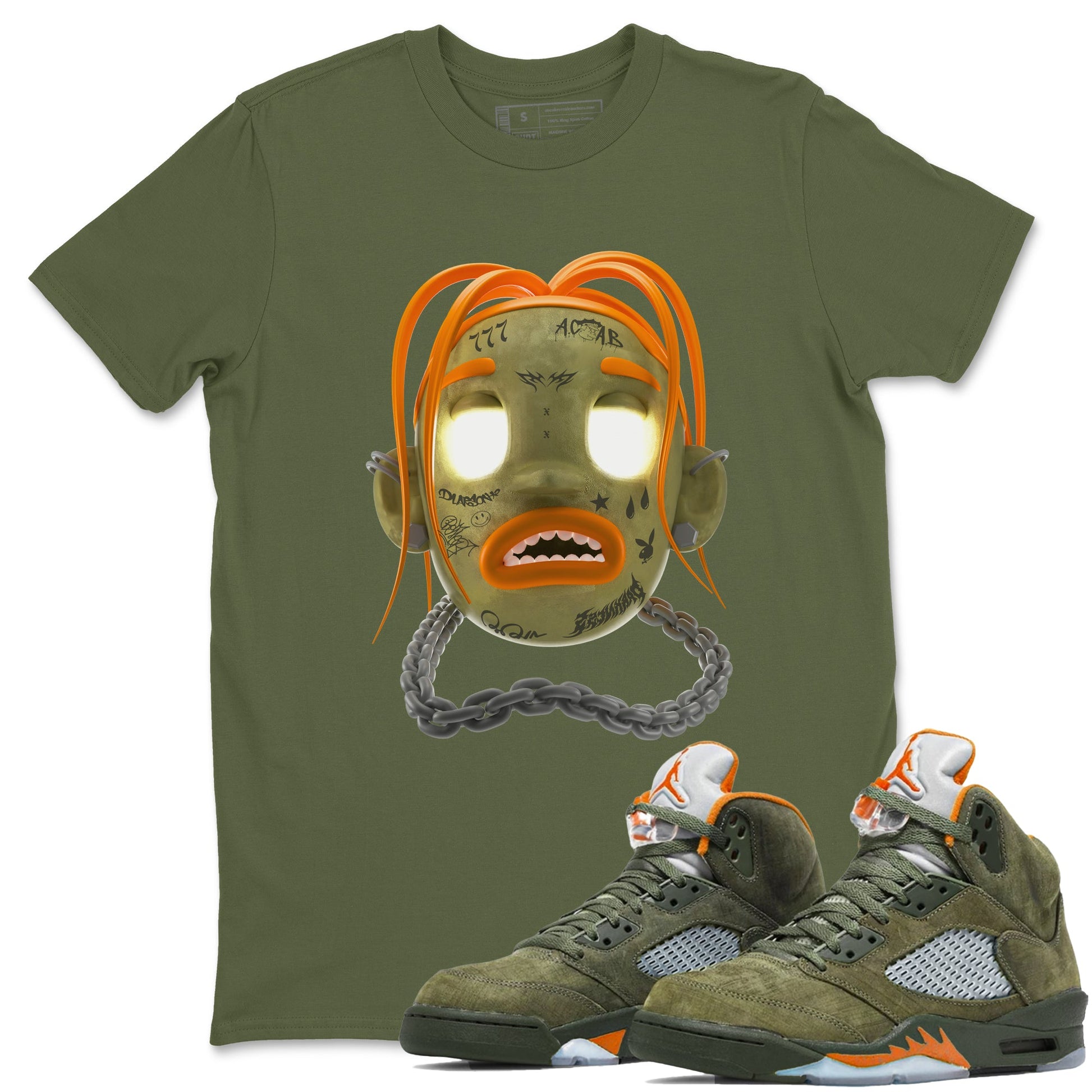 Air Jordan 5 Olive shirt to match jordans Goosebumps Boy sneaker tees Air Jordan 5 Olive SNRT Sneaker Release Tees unisex cotton Military Green 1 crew neck shirt