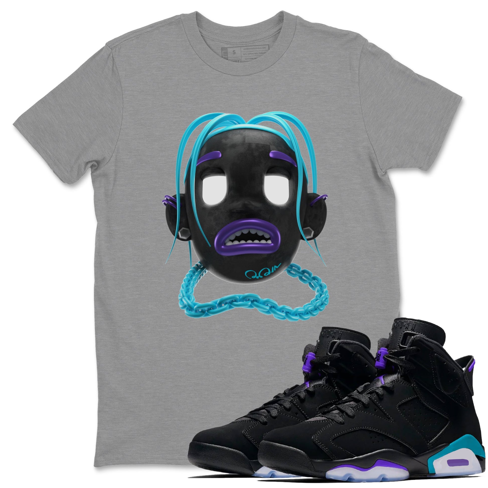 Air Jordan 6 Aqua Sneaker Match Tees Goosebumps Boy Sneaker Tees AJ6 Aqua Sneaker Release Tees Unisex Shirts Heather Grey 1