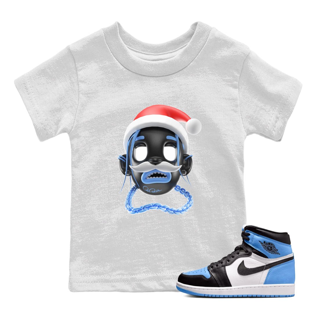 Air Jordan 1 UNC Toe shirt to match jordans Goosebumps Boy Christmas Edition sneaker tees Santa Gift AJ1 UNC Toe SNRT Sneaker Release Tees Baby Toddler White 1 T-Shirt