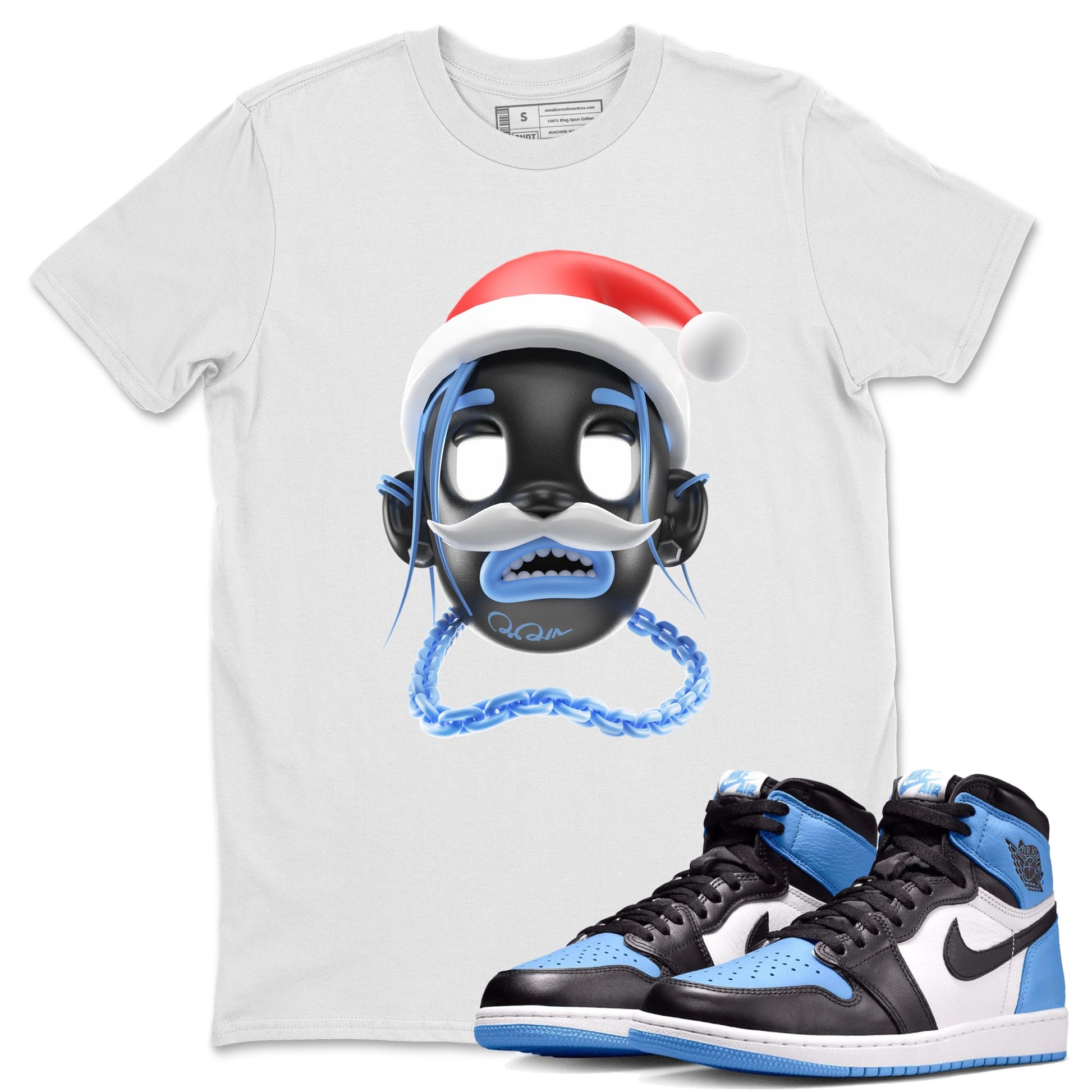 Air Jordan 1 UNC Toe shirt to match jordans Goosebumps Boy Christmas Edition sneaker tees Santa Gift AJ1 UNC Toe SNRT Sneaker Release Tees Unisex White 1 T-Shirt
