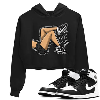 1s Black White shirt to match jordans Got Em Legs sneaker tees Air Jordan 1 Black White SNRT Sneaker Release Tees Black 1 crop length shirt