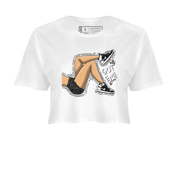 1s Black White shirt to match jordans Got Em Legs sneaker tees Air Jordan 1 Black White SNRT Sneaker Release Tees White 2 crop length shirt