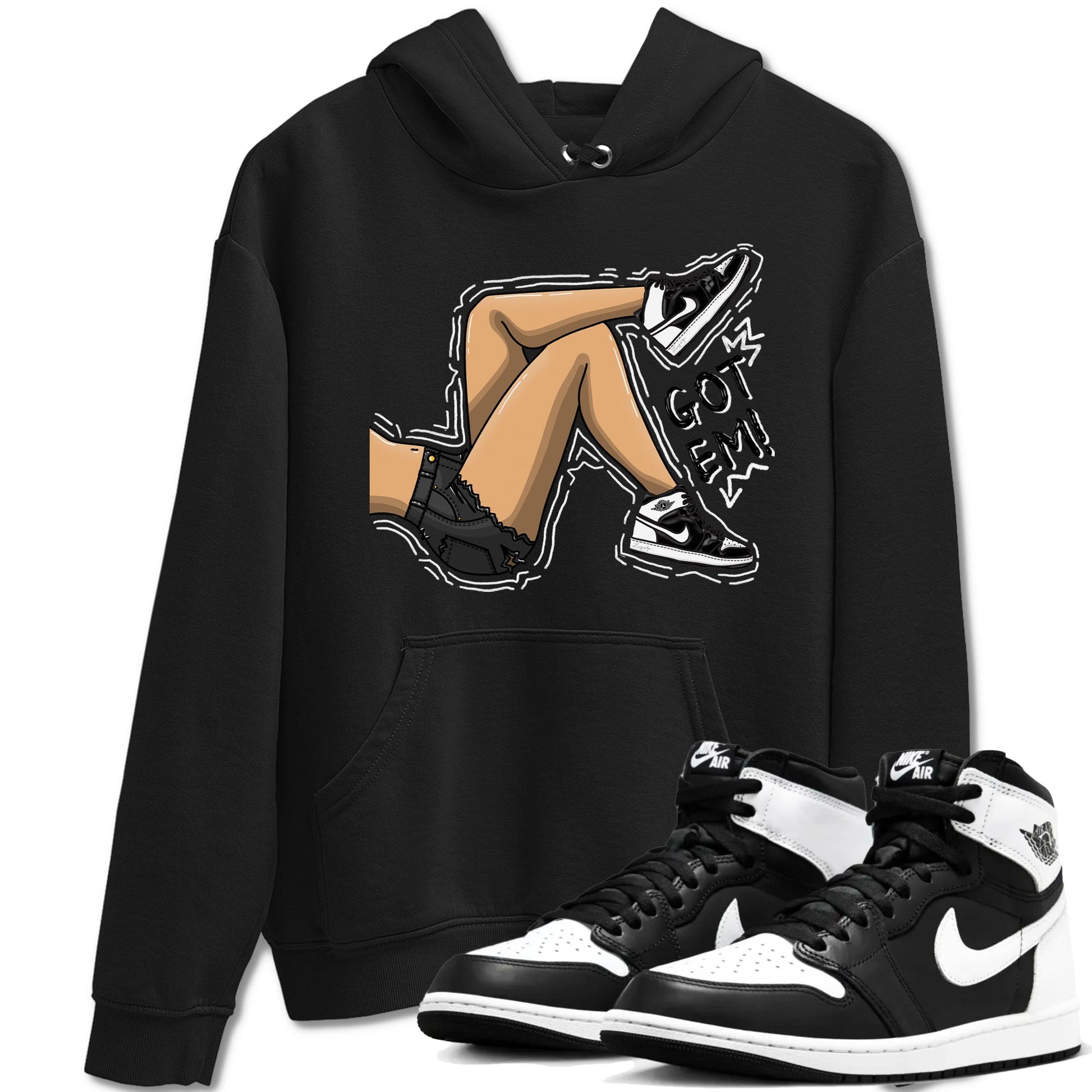 1s Black White shirt to match jordans Got Em Legs sneaker tees Air Jordan 1 Black White SNRT Sneaker Release Tees unisex cotton Black 1 crew neck shirt