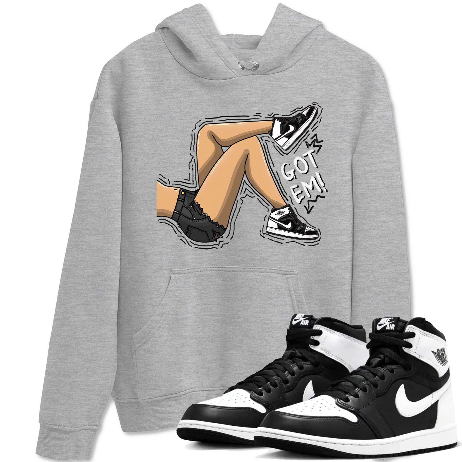 1s Black White shirt to match jordans Got Em Legs sneaker tees Air Jordan 1 Black White SNRT Sneaker Release Tees unisex cotton Heather Grey 1 crew neck shirt