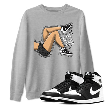 1s Black White shirt to match jordans Got Em Legs sneaker tees Air Jordan 1 Black White SNRT Sneaker Release Tees unisex cotton Heather Grey 1 crew neck shirt