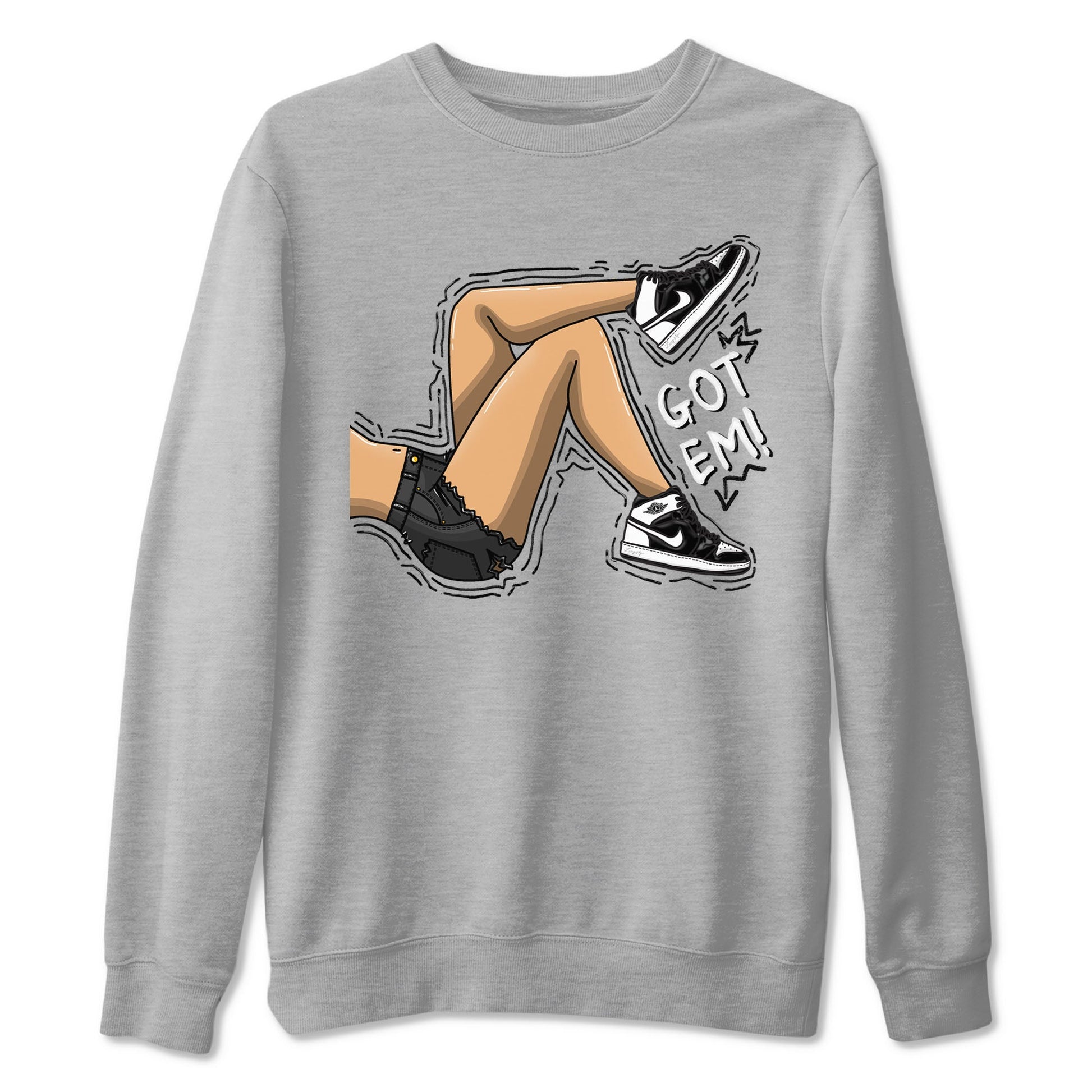 1s Black White shirt to match jordans Got Em Legs sneaker tees Air Jordan 1 Black White SNRT Sneaker Release Tees unisex cotton Heather Grey 2 crew neck shirt