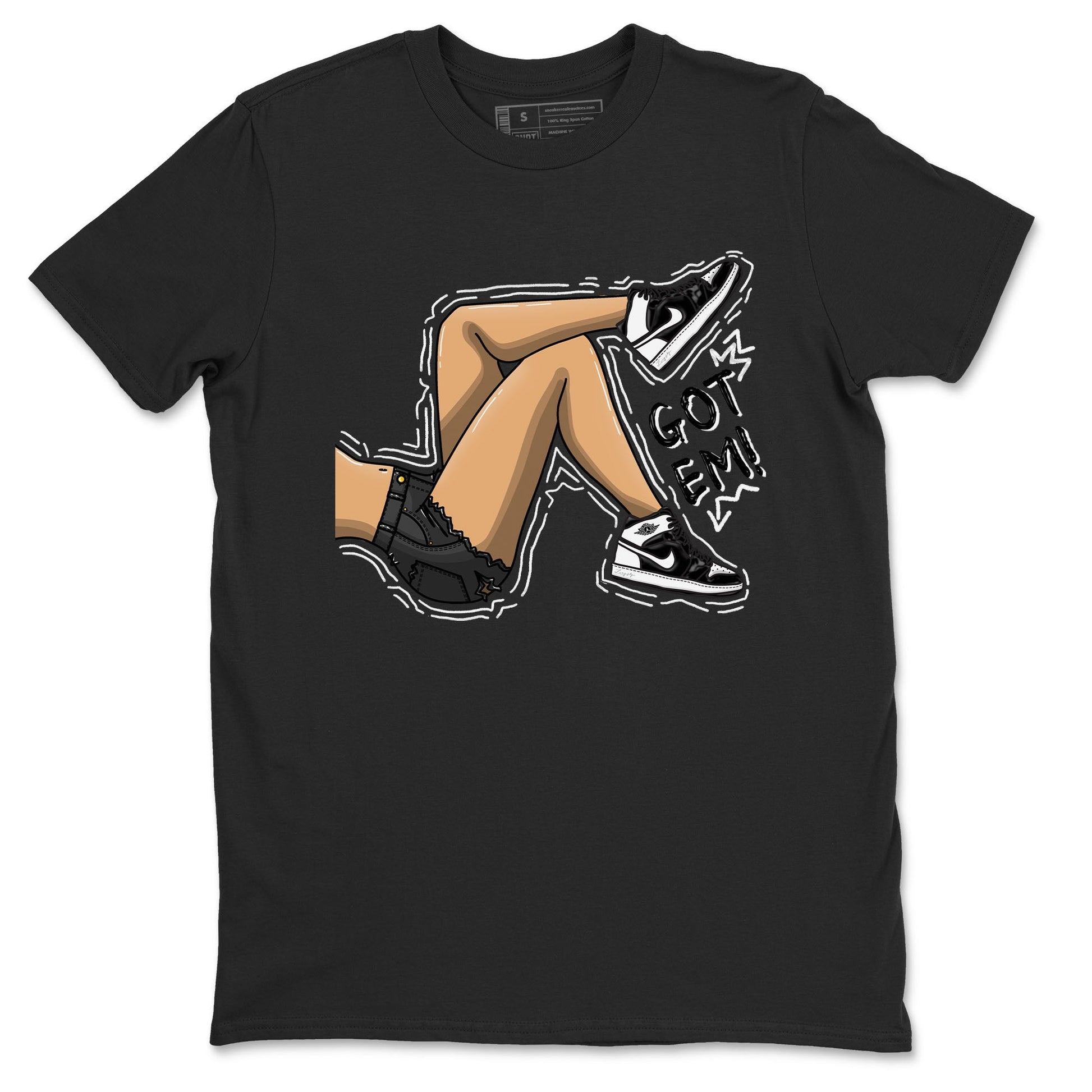 1s Black White shirt to match jordans Got Em Legs sneaker tees Air Jordan 1 Black White SNRT Sneaker Release Tees unisex cotton Black 2 crew neck shirt