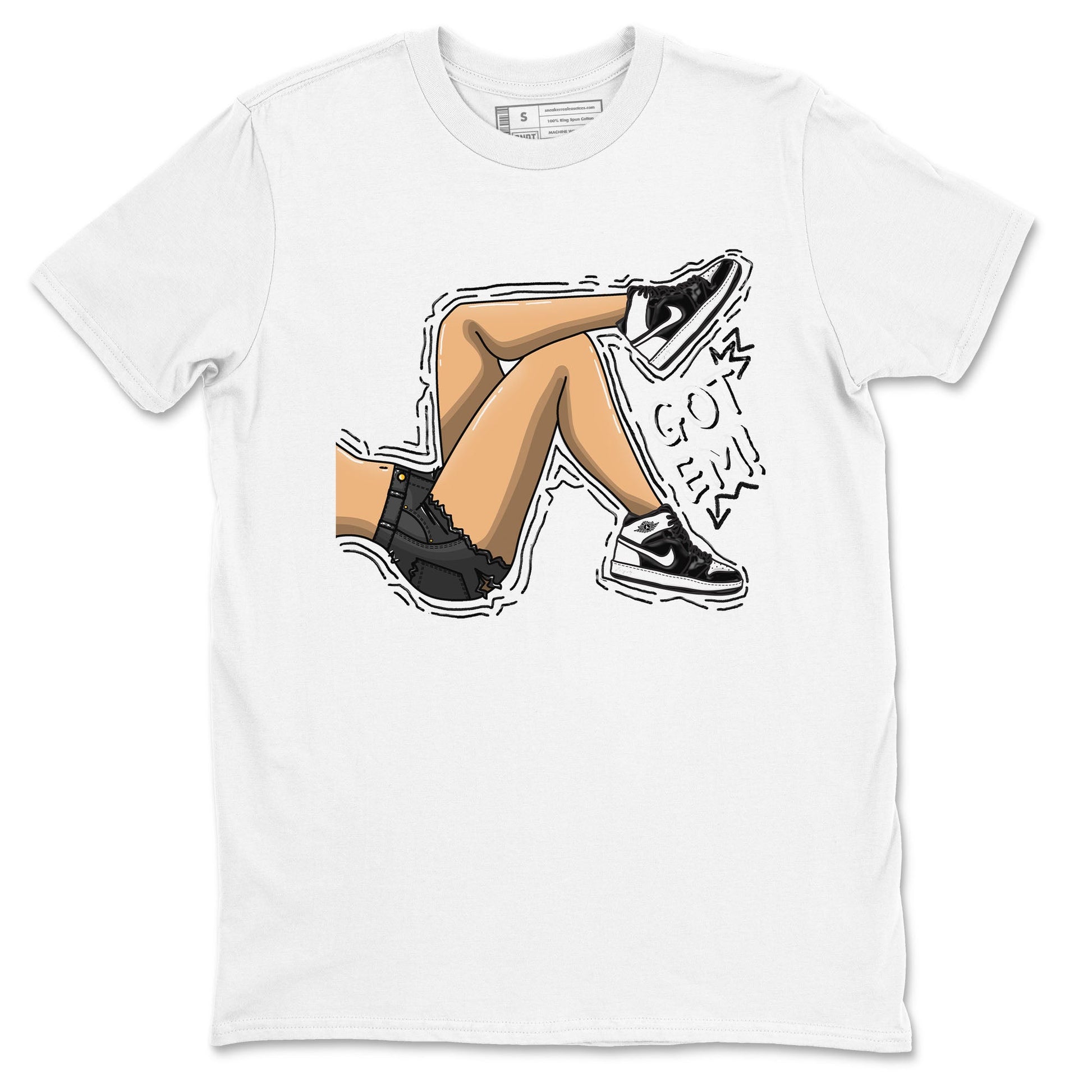 1s Black White shirt to match jordans Got Em Legs sneaker tees Air Jordan 1 Black White SNRT Sneaker Release Tees unisex cotton White 2 crew neck shirt