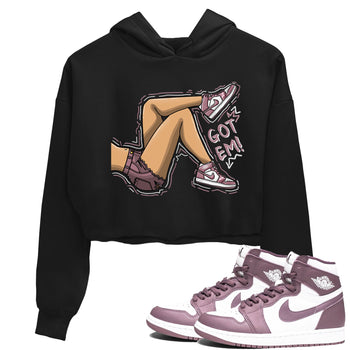 Air Jordan 1 Mauve shirt to match jordans Got Em Legs sneaker tees AJ1 Mauve SNRT Sneaker Tees Sneaker Matching Clothing Brand Black 1 Crop T-Shirt