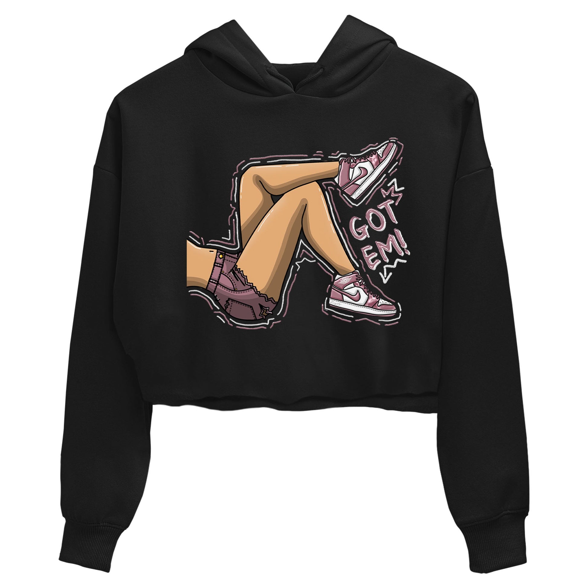 Air Jordan 1 Mauve shirt to match jordans Got Em Legs sneaker tees AJ1 Mauve SNRT Sneaker Tees Sneaker Matching Clothing Brand Black 2 Crop T-Shirt