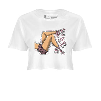 Air Jordan 1 Mauve shirt to match jordans Got Em Legs sneaker tees AJ1 Mauve SNRT Sneaker Tees Sneaker Matching Clothing Brand White 2 Crop T-Shirt