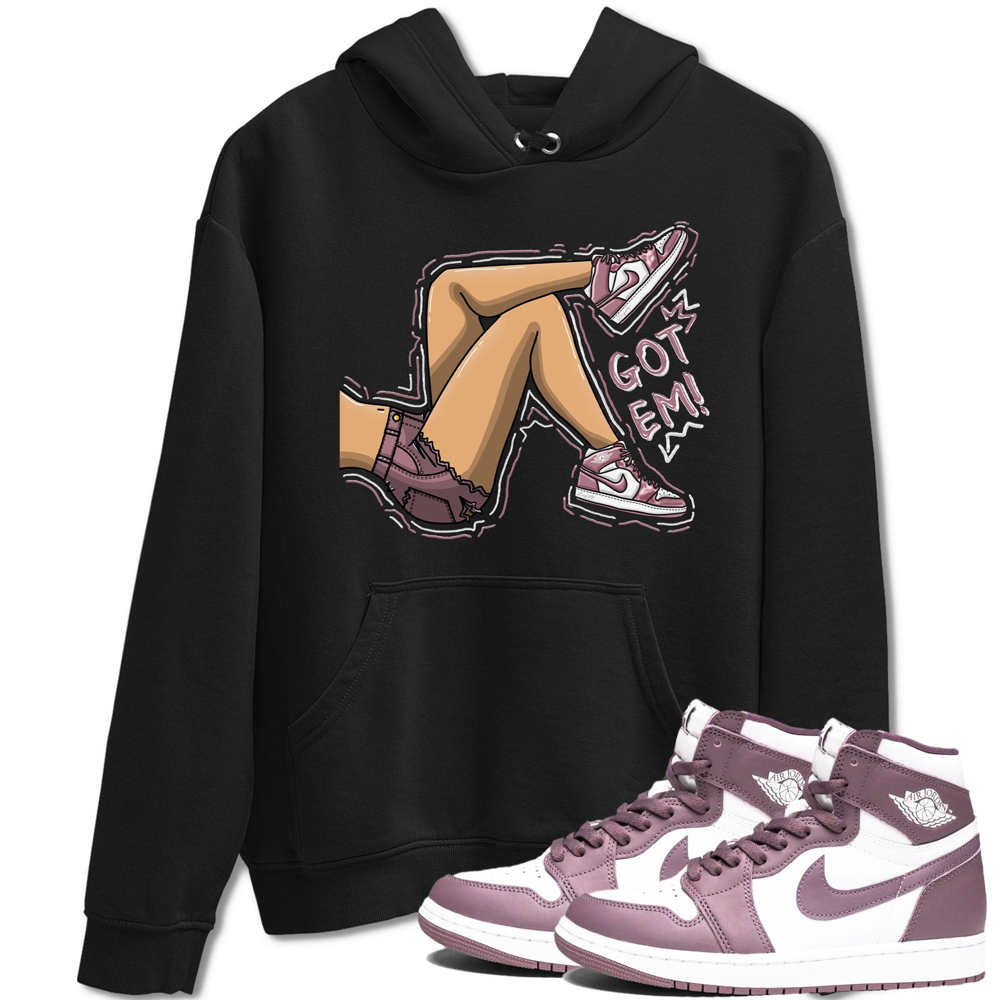 Air Jordan 1 Mauve shirt to match jordans Got Em Legs sneaker tees AJ1 Mauve SNRT Sneaker Tees Sneaker Matching Clothing Brand Unisex Sneaker Tee Black 1 T-Shirt