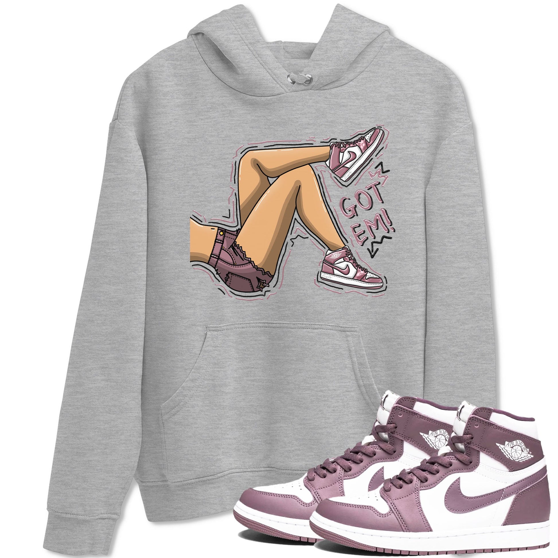 Air Jordan 1 Mauve shirt to match jordans Got Em Legs sneaker tees AJ1 Mauve SNRT Sneaker Tees Sneaker Matching Clothing Brand Unisex Sneaker Tee Heather Grey 1 T-Shirt