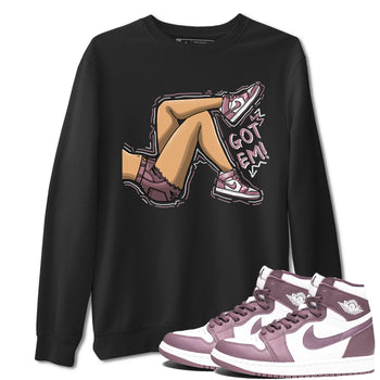 Air Jordan 1 Mauve shirt to match jordans Got Em Legs sneaker tees AJ1 Mauve SNRT Sneaker Tees Sneaker Matching Clothing Brand Unisex Sneaker Tee Black 1 T-Shirt