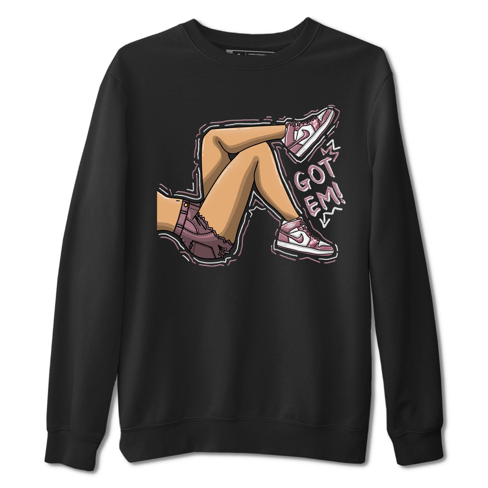 Air Jordan 1 Mauve shirt to match jordans Got Em Legs sneaker tees AJ1 Mauve SNRT Sneaker Tees Sneaker Matching Clothing Brand Unisex Sneaker Tee Black 2 T-Shirt