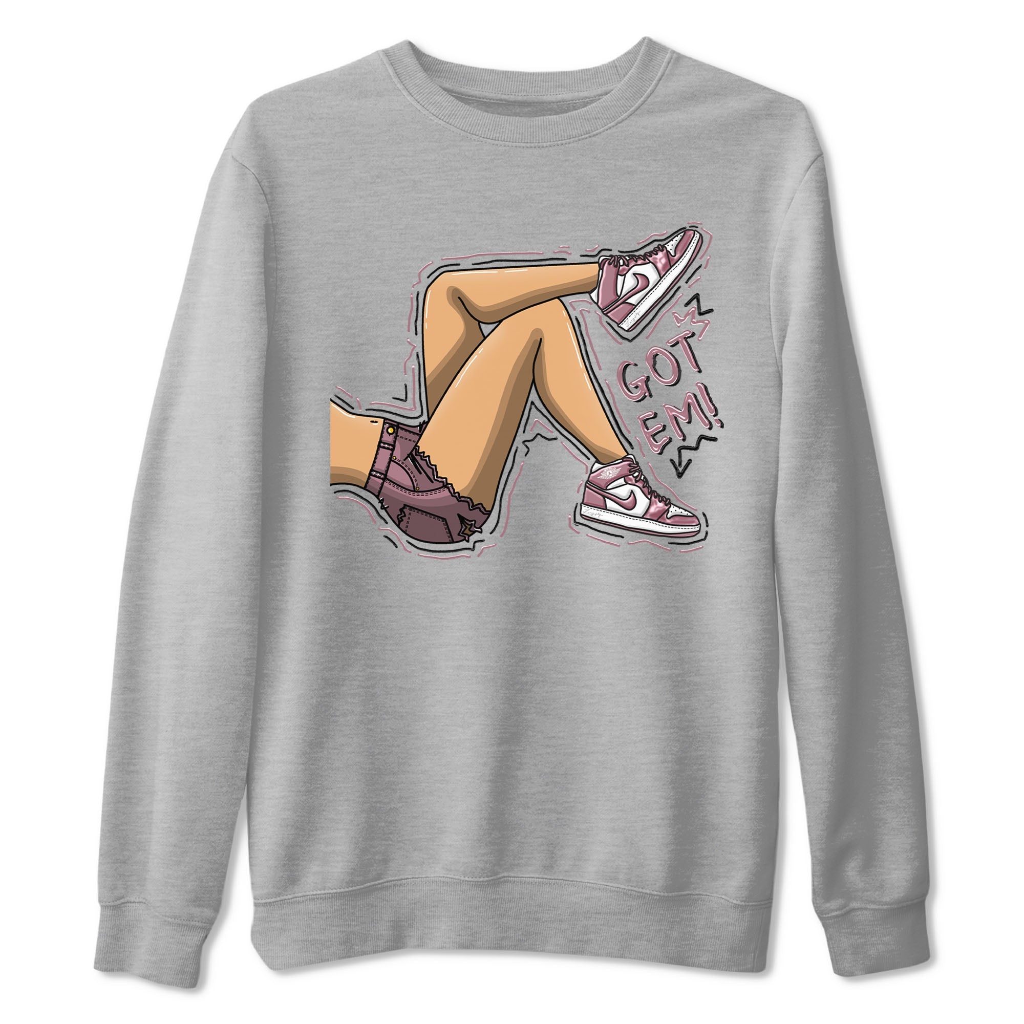 Air Jordan 1 Mauve shirt to match jordans Got Em Legs sneaker tees AJ1 Mauve SNRT Sneaker Tees Sneaker Matching Clothing Brand Unisex Sneaker Tee Heather Grey 2 T-Shirt