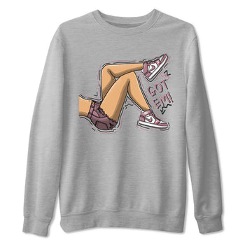 Air Jordan 1 Mauve shirt to match jordans Got Em Legs sneaker tees AJ1 Mauve SNRT Sneaker Tees Sneaker Matching Clothing Brand Unisex Sneaker Tee Heather Grey 2 T-Shirt