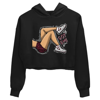 AJ1 Metalic Burgundy shirt to match jordans Got Em Legs sneaker tees Air Jordan 1 Metalic Burgundy SNRT Sneaker Release Tees Black 2 crop length shirt